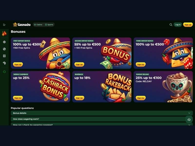 Spielkatalog von Casinacho Casino Nacho Casino für deutsche Spieler