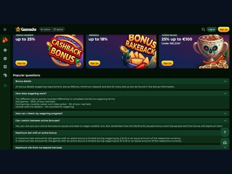 Zahlungsmethoden und mobiler Zugang bei Casinacho Casino Nacho Casino